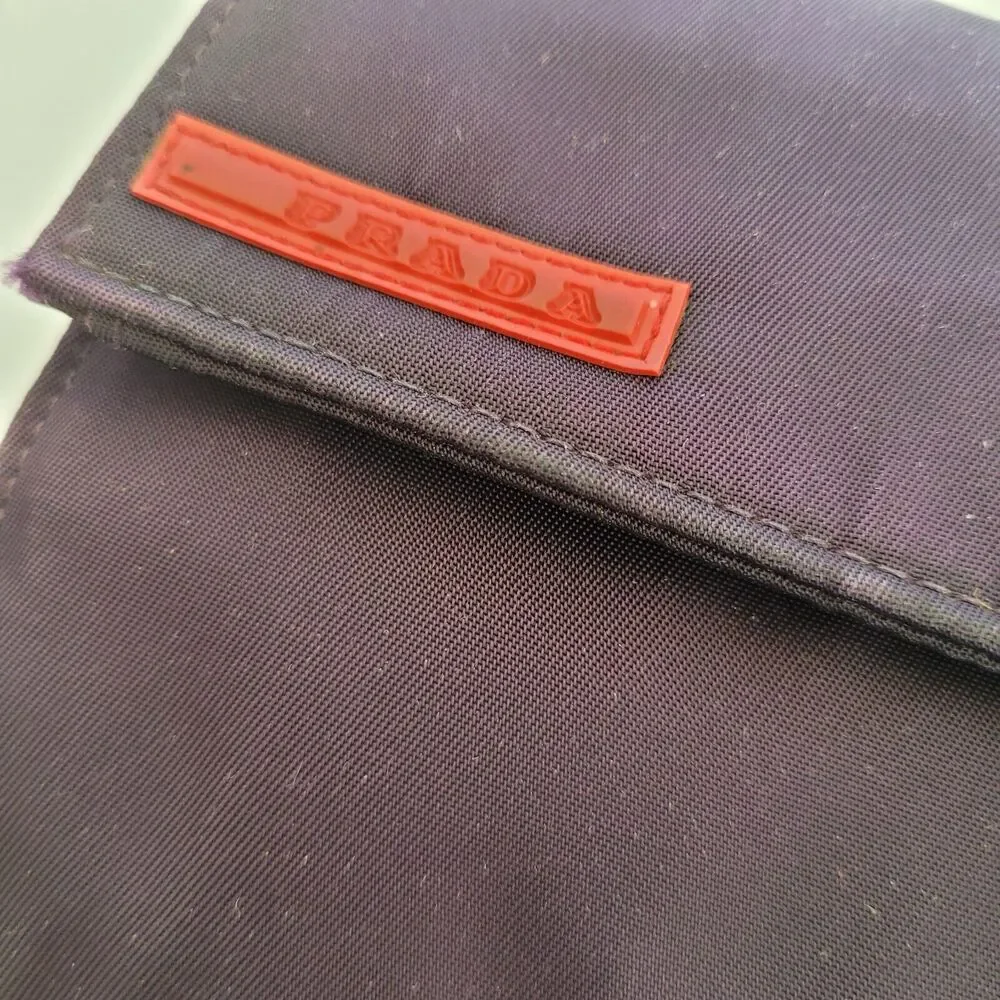 PRADA Vintage Tessuto Chic Purple Nylon Logo‎ Wallet Medium Trifold Card Bill